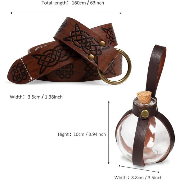 Medieval Renaissance Belt Pouch Cork Potion Bottle Costume Accessory Set - Picture 8 of 9